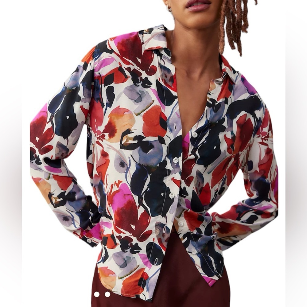 CLOTH & STONE By ANTHRO Printed Button Down Blouse